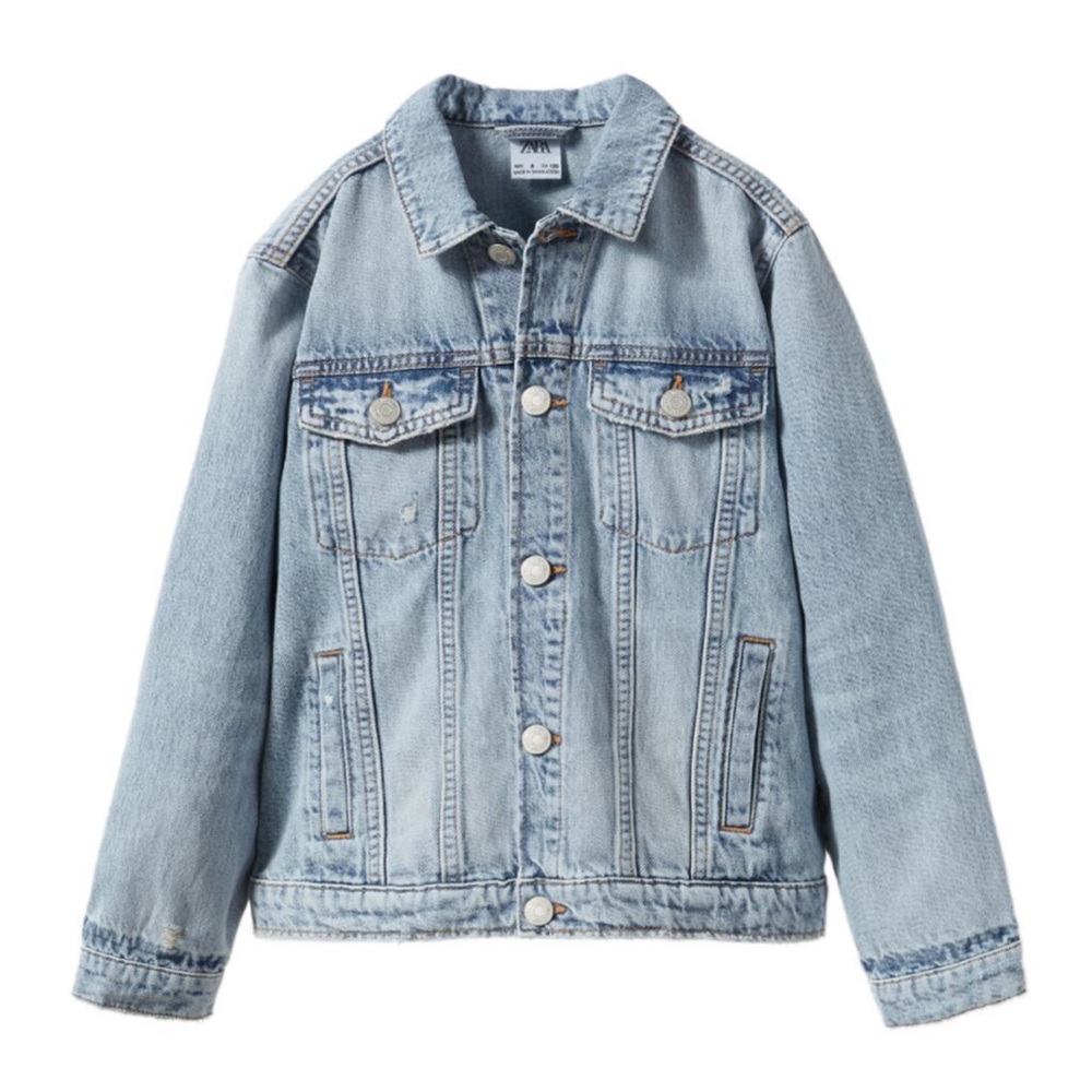 ZARA - EUC GIRL’S DISTRESSED DENIM JACKET - SIZE 8